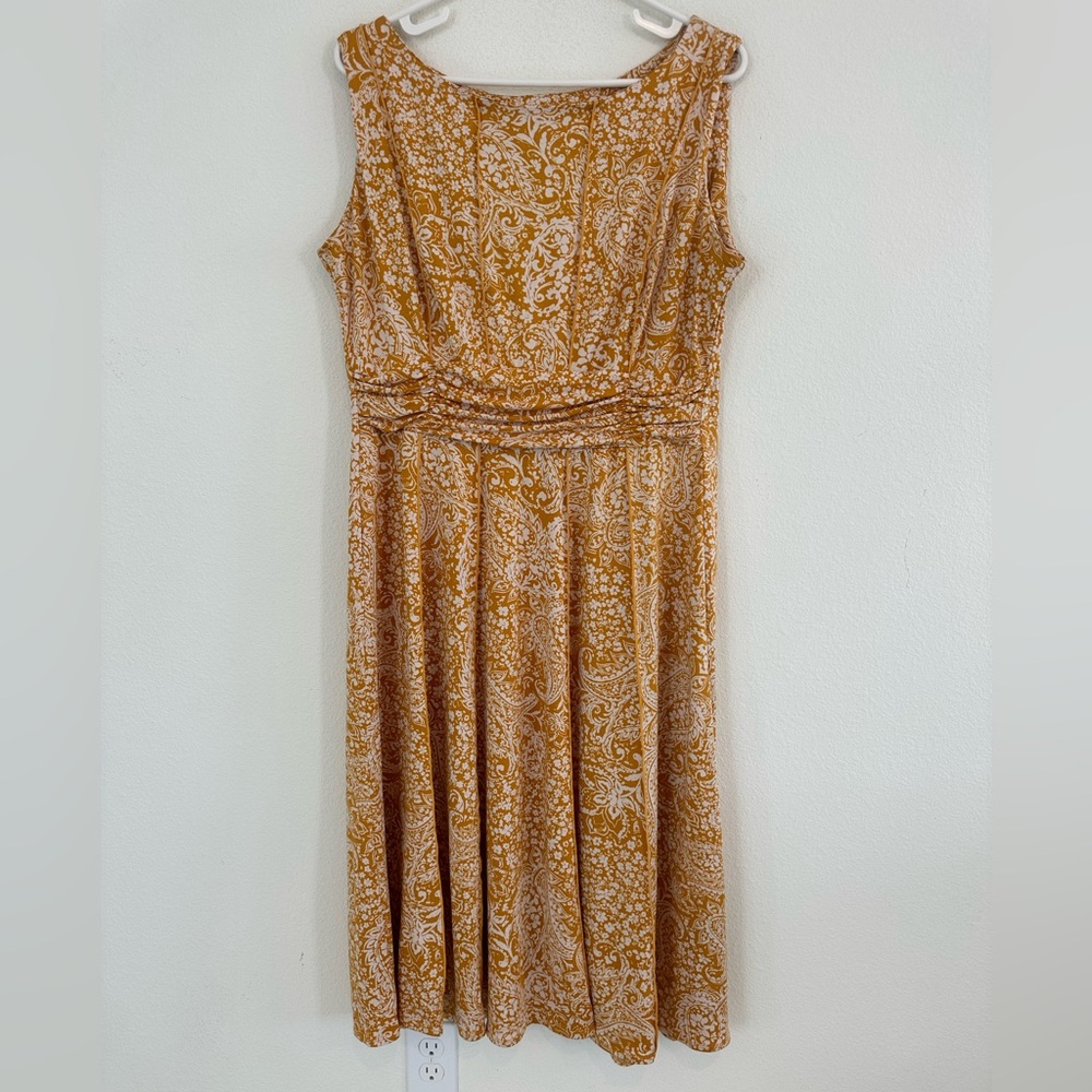 Perceptions New York Gold Paisley Midi Dress